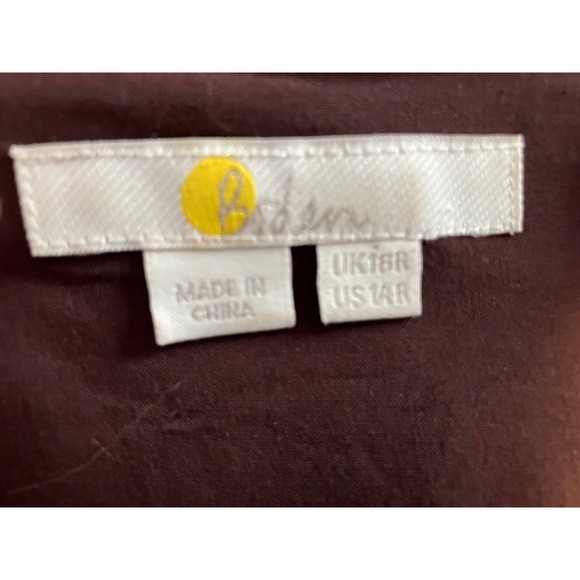 Boden Burgundy Floral Ruffle Long Dress Long Sleeve Smocked Cuff Sz 12 - Picture 9 of 11